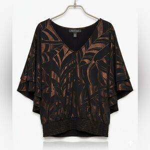 White House Black Market Black and Bronze Blouse